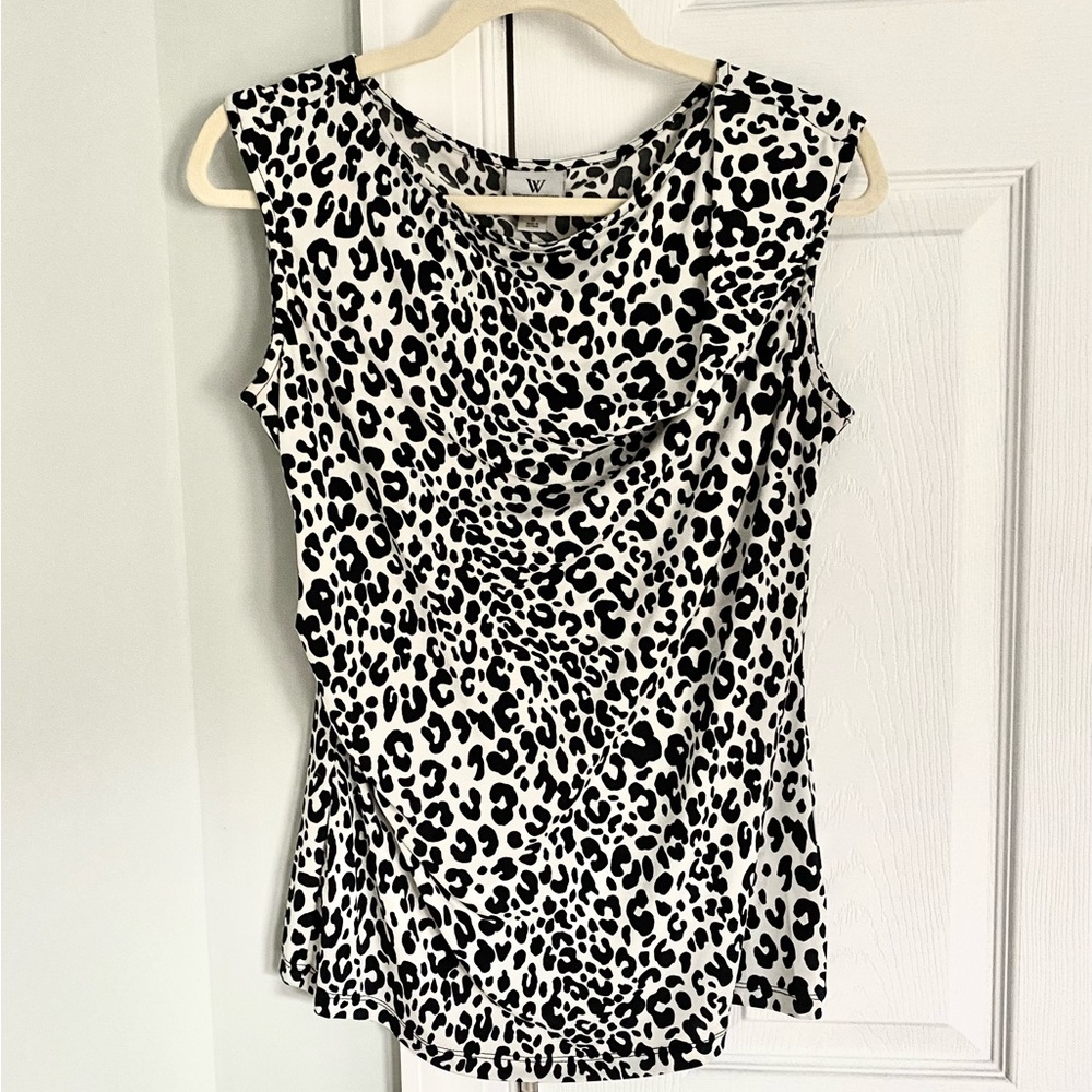 Worthington Stretch Leopard Pattern Sleeveless Blouse